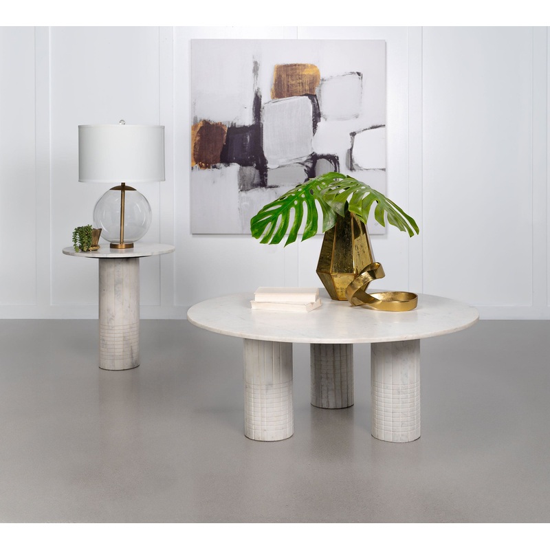 Astoria 2-piece Marble Coffee and End Table Set White