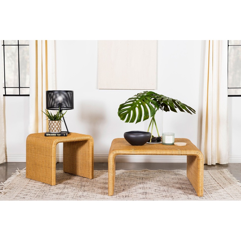 Cahya 2-piece Rattan Coffee and End Table Set Natural