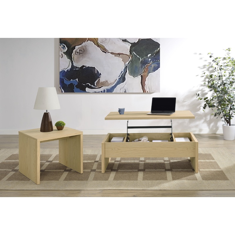 Canoga 2-piece Lift Top Cocktail Coffee Table Set Light Oak