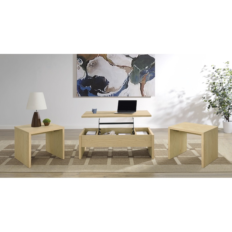 Canoga 3-piece Lift Top Cocktail Coffee Table Set Light Oak