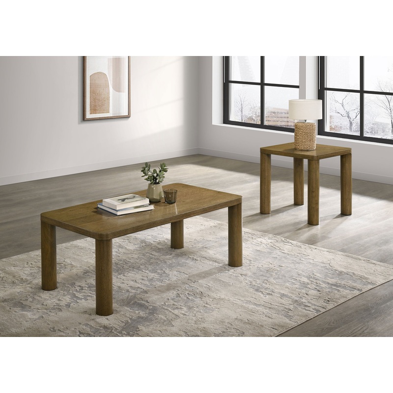 Castlewood 2-piece Cocktail Coffee Table Set Brown Oak