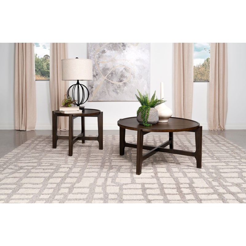 Cota 2-piece Solid Wood Coffee and End Table Set Dark Brown