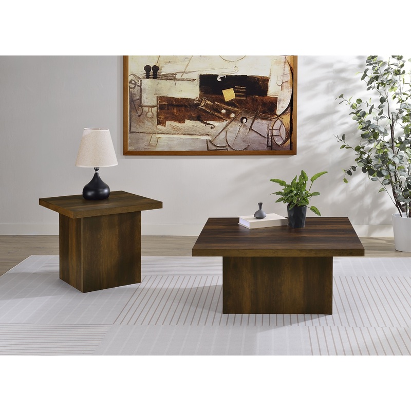 Devar 2-piece Square Coffee and End Table Set Dark Pine