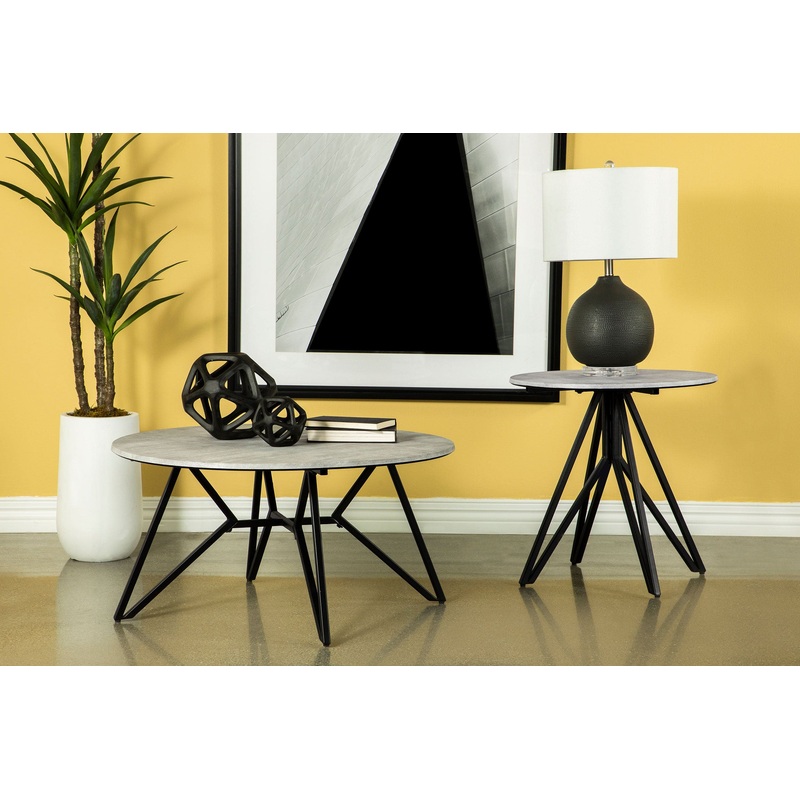 Hadi 2-piece Round SmartTop Coffee and End Table Set Cement