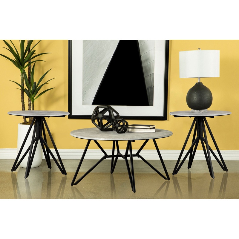 Hadi 3-piece Round SmartTop Coffee and End Table Set Cement