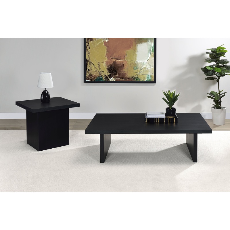 Max 2-piece Rectangular Coffee and End Table Set Black