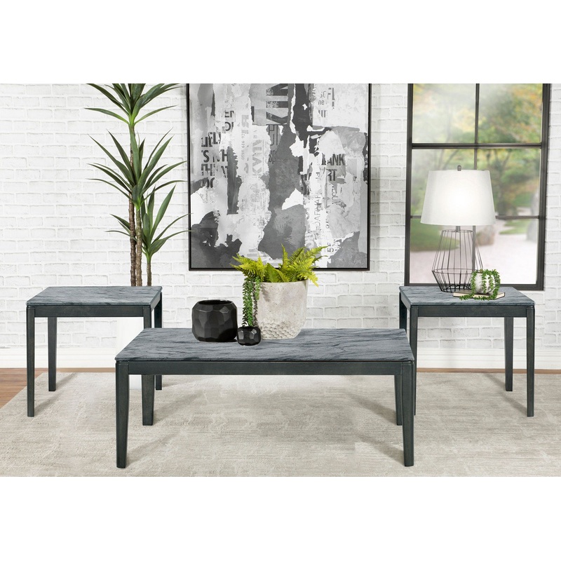 Mozzi 3-piece Coffee and End Table Set Grey Faux Marble