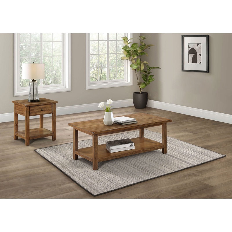 Payne 2-piece Coffee and 1-drawer End Table Set Brown