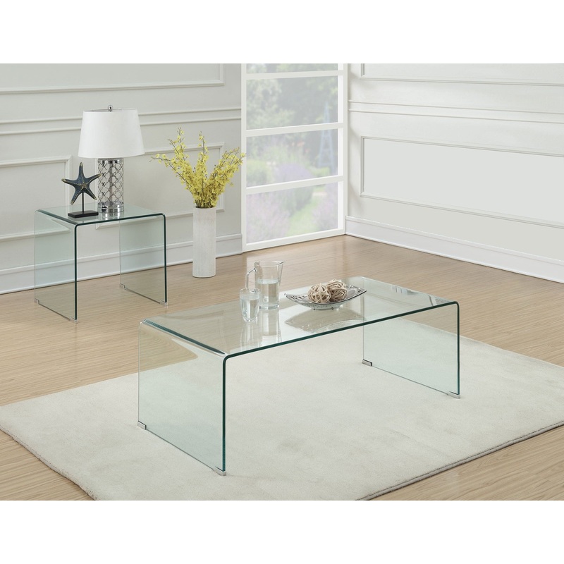 Ripley 2-piece Bent Glass Coffee and End Table Set Clear
