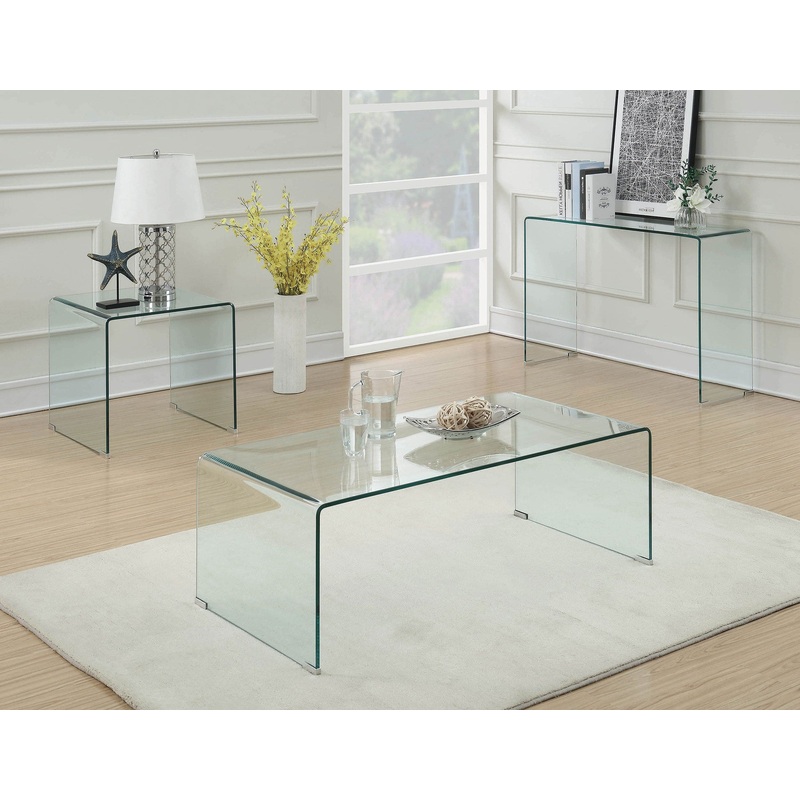 Ripley 3-piece Bent Glass Coffee and End Table Set Clear