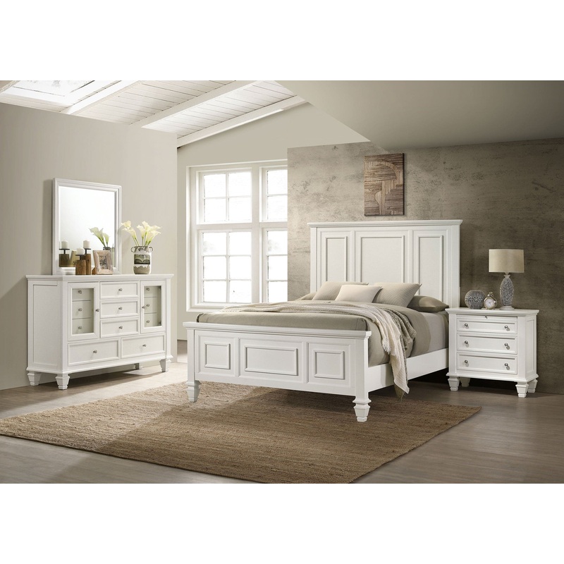 Sandy Beach 4-piece California King Bedroom Set Cream White
