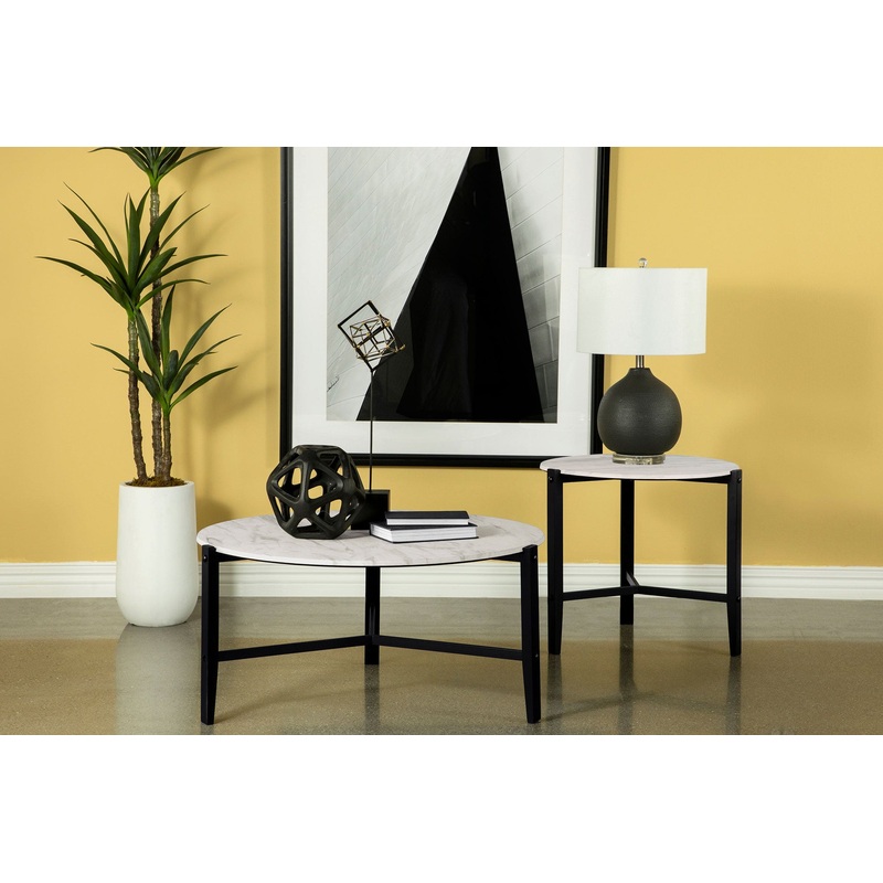 Tandi 2-piece Faux Marble Coffee and End Table Set White