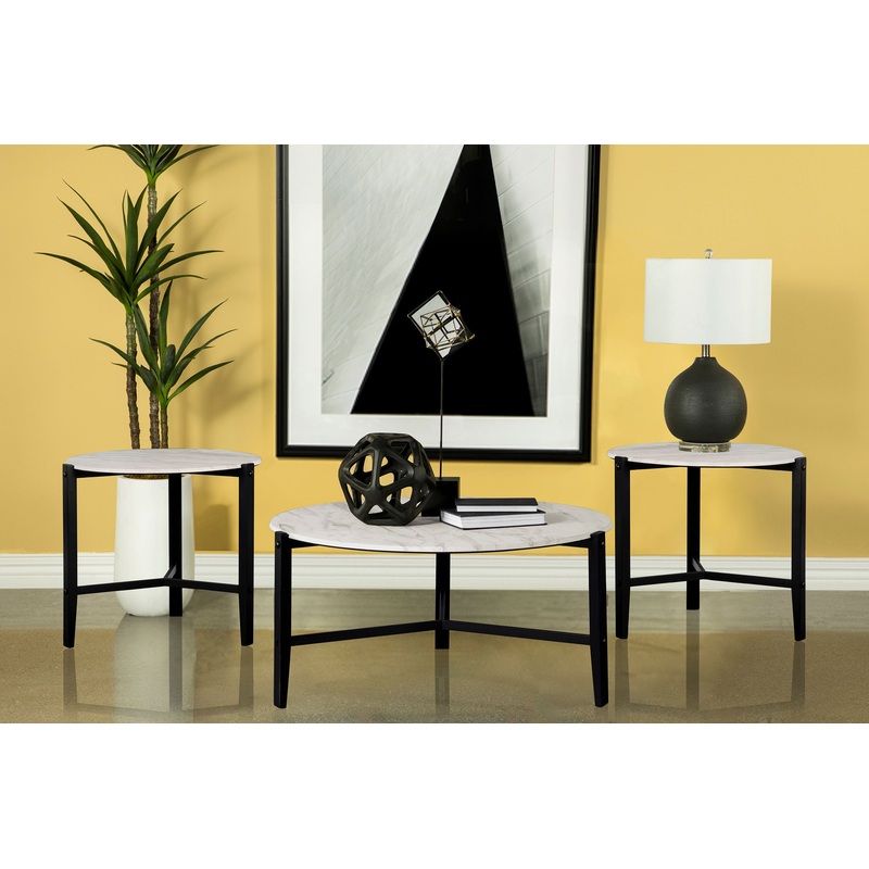 Tandi 3-piece Faux Marble Coffee and End Table Set White