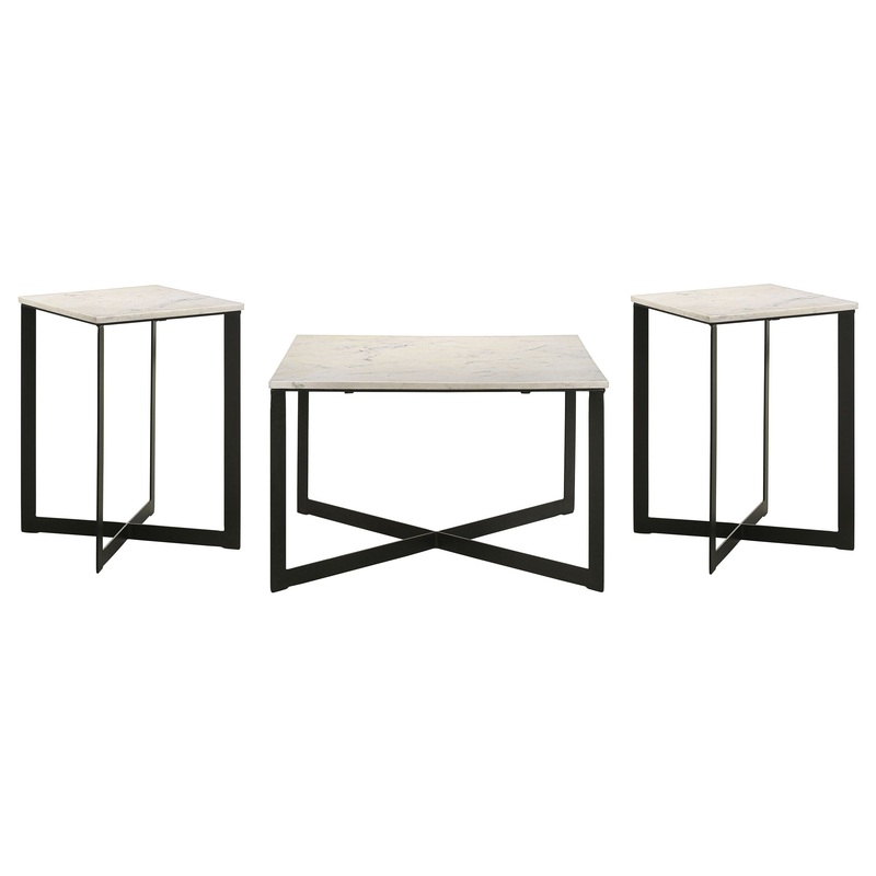 Tobin 3-piece Marble Top Coffee and End Table Set White