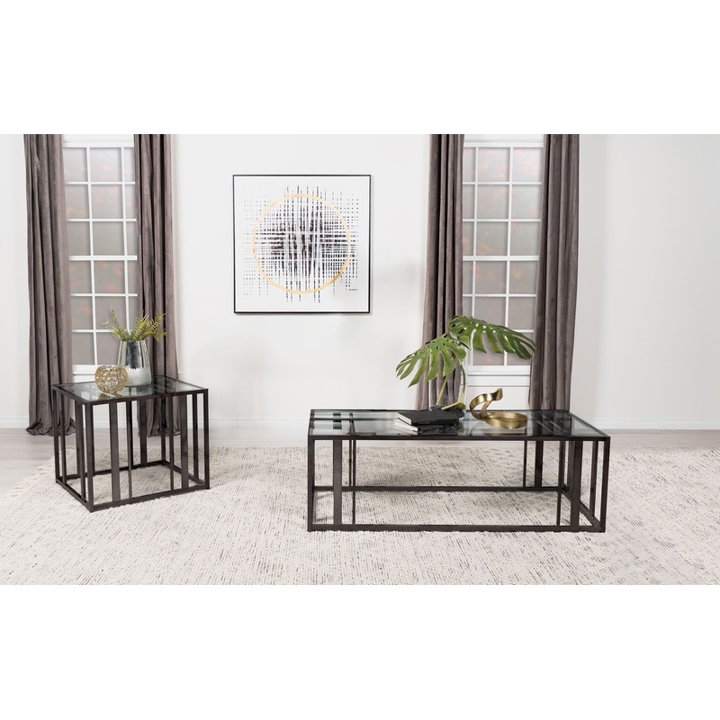 Adri 2-piece Coffee and End Table Set Black Nickel