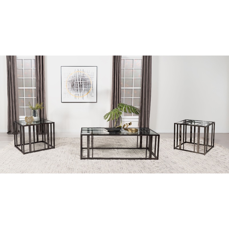 Adri 3-piece Coffee and End Table Set Black Nickel