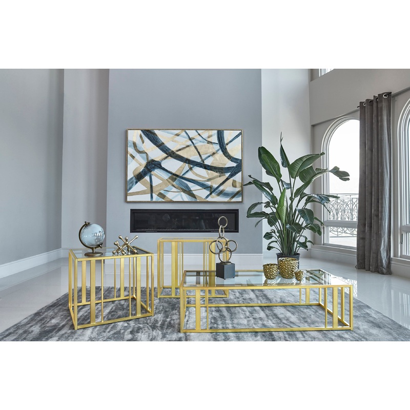 Adri 3-piece Coffee and End Table Set Matte Brass