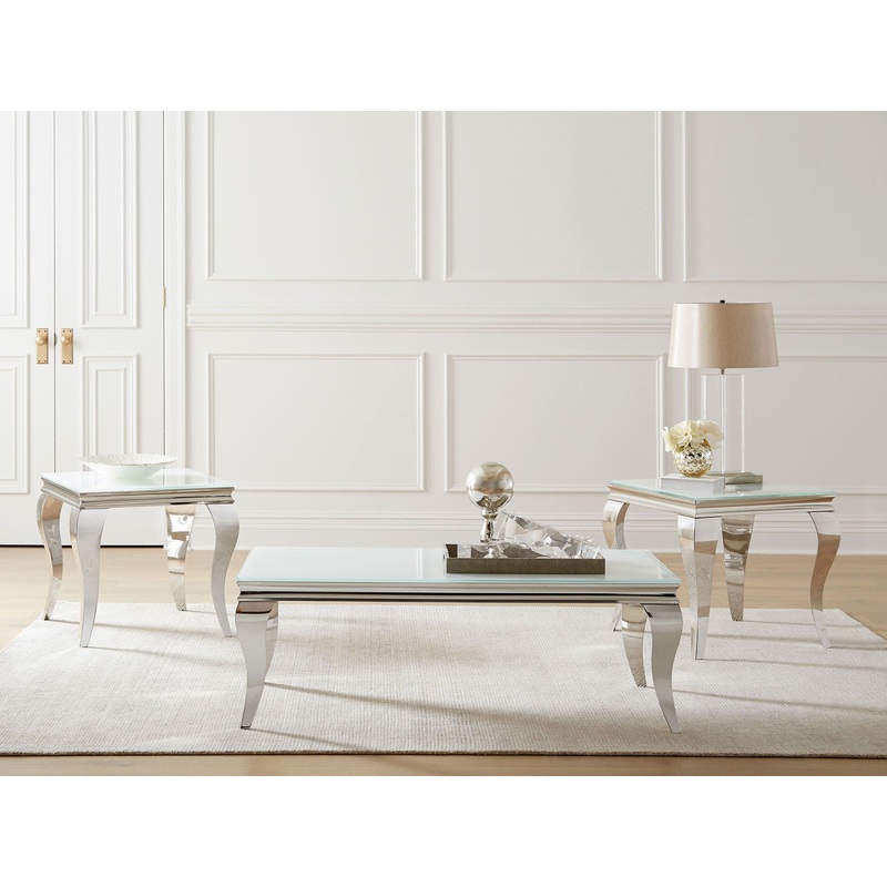 Carone 3-piece Glass Top Coffee and End Table Set White