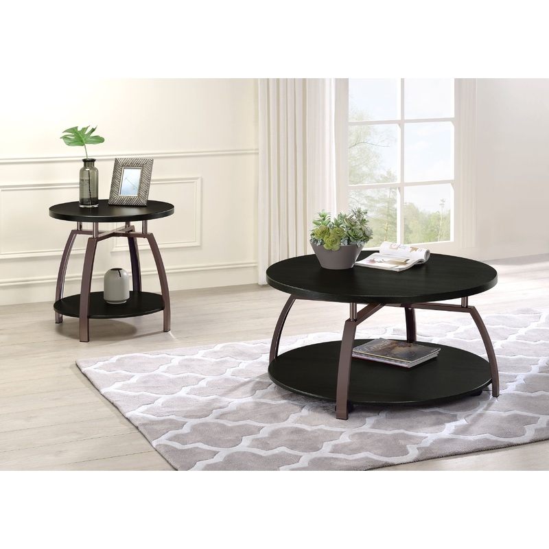 Dacre 2-piece Round Coffee and End Table Set Dark Charcoal