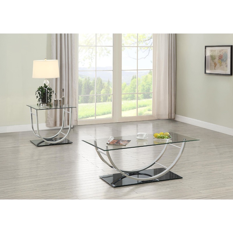Danville 2-piece Glass Top Coffee and End Table Set Chrome