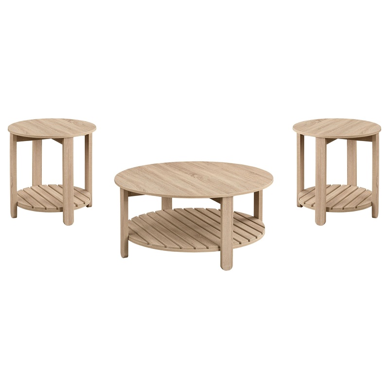 Fowler 3-piece Round Coffee and End Table Set Natural