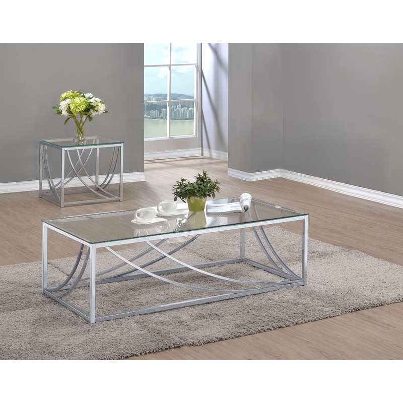 Lille 2-piece Glass Top Coffee And End Table Set Chrome