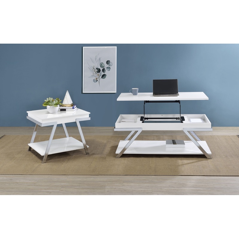 Marcia 2-piece Coffee and End Table Set White High Gloss