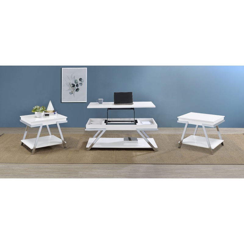 Marcia 3-piece Coffee and End Table Set White High Gloss
