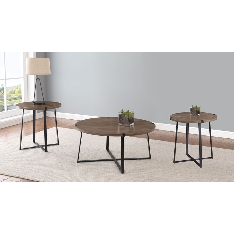 Marcus 3-piece Round Coffee and End Table Set Light Brown