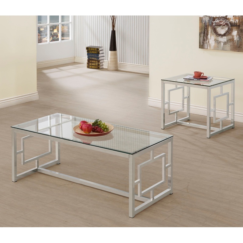 Merced 2-piece Rectangular Coffee and End Table Set Nickel