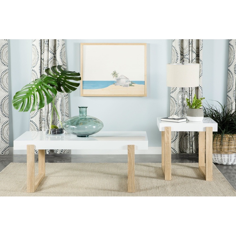 Pala 2-piece Coffee and End Table Set White High Gloss