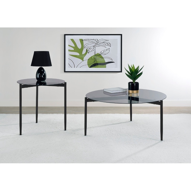 Rosalie 2-piece Round Coffee and End Table Set Grey