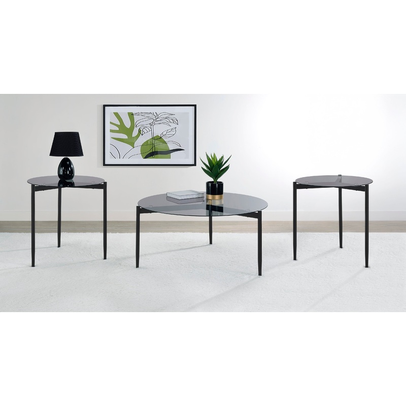 Rosalie 3-piece Round Coffee and End Table Set Grey