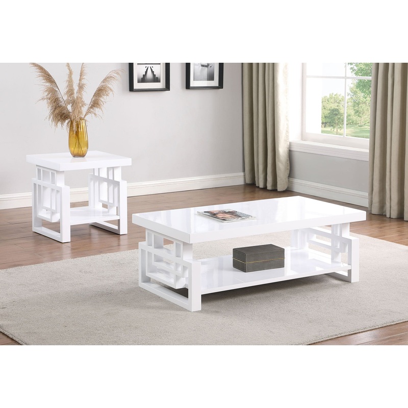 Schmitt 2-piece Coffee and End Table Set White High Gloss