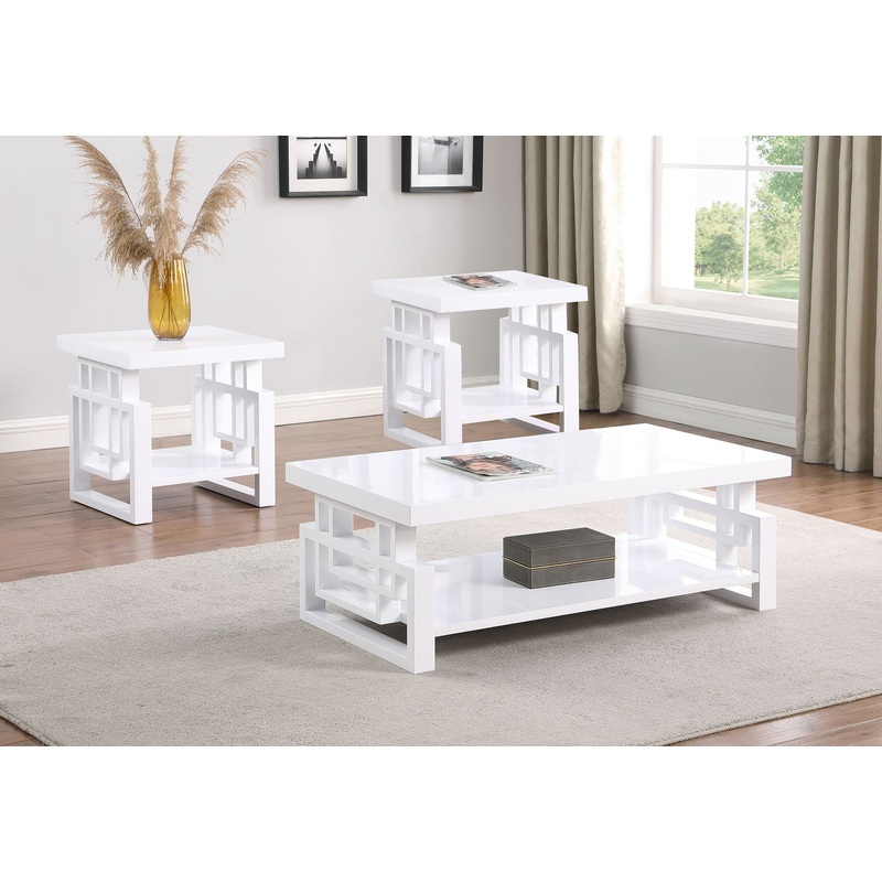 Schmitt 3-piece Coffee and End Table Set White High Gloss