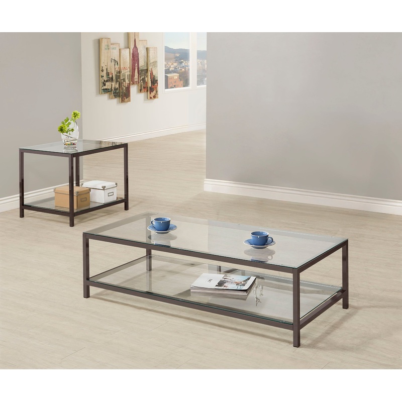 Trini 2-piece Coffee and End Table Set Black Nickel